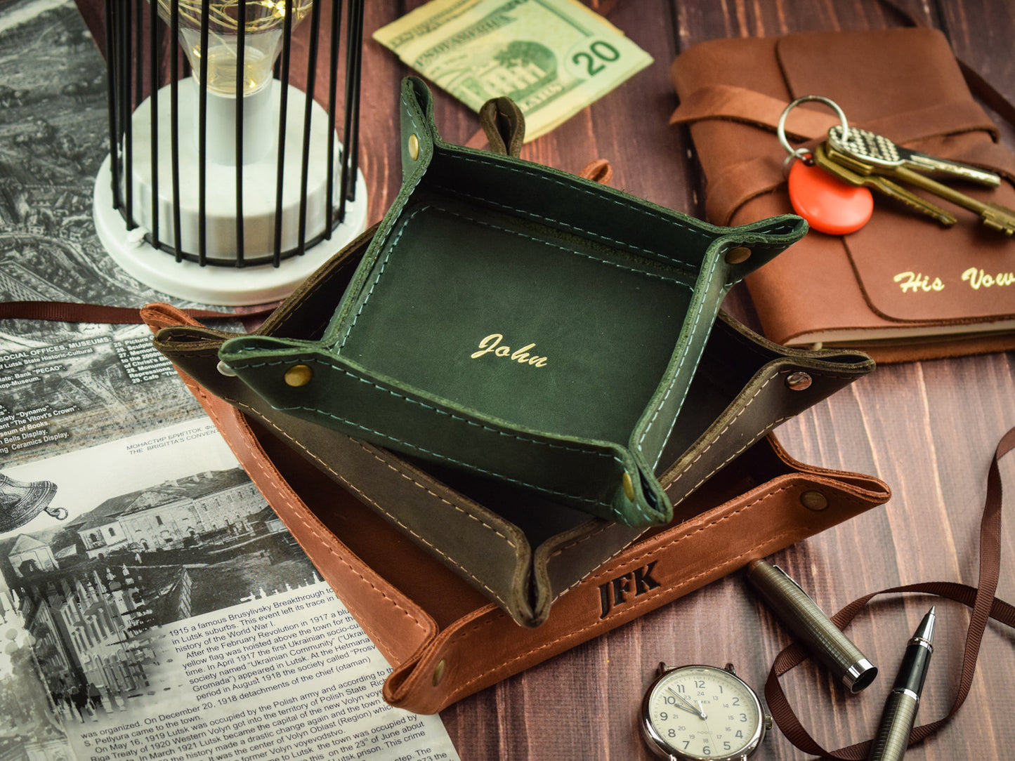 Leather tray
