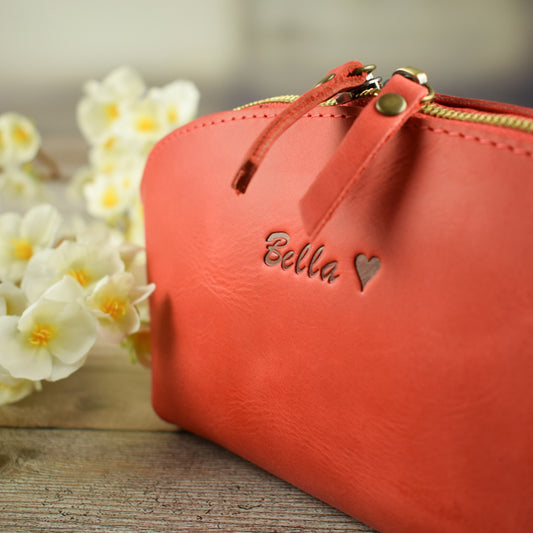 Leather makeup bag