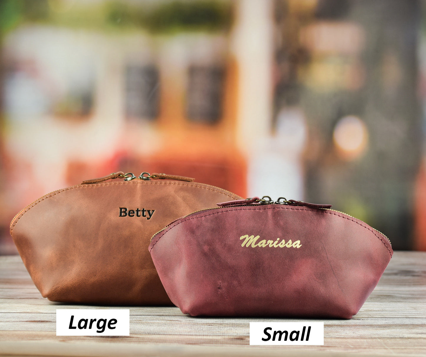 Leather makeup bag